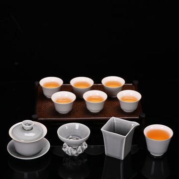 冰灰釉陶瓷過濾蓋碗公道杯整套茶具套裝送禮自用批發