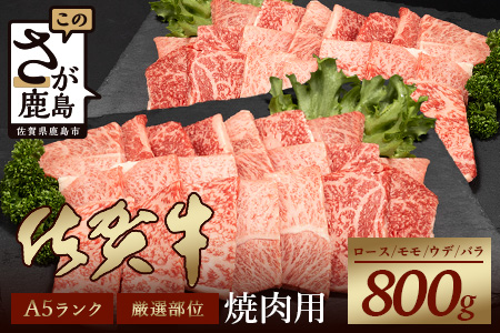 A5等級 佐賀牛 焼肉用 800g(400g×2P)佐賀牛ロース 佐賀牛モモ 佐賀牛ウデ 佐賀牛バラ佐賀牛のうま味 D-183