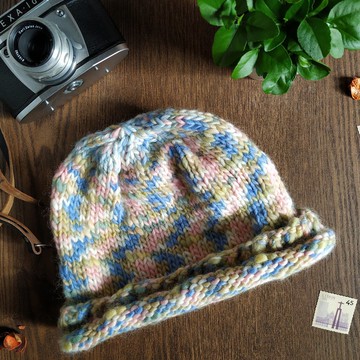 純羊毛手工小圓帽毛線帽-說走就走