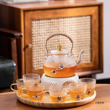 水果花茶壺蠟燭煮茶爐加熱美容院養生茶具玻璃下午茶杯子套裝輕奢