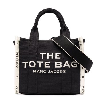 MARC JACOBS JACQUARD MINI TOTE字母刺繡滾邊帆布兩用托特包-迷你/黑_廠商直送