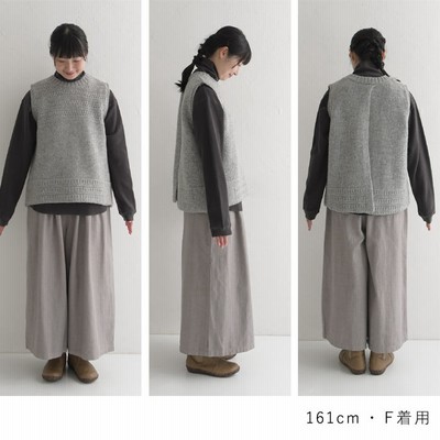 SO[] 後ろ割れ ニットベスト ガーター編み 重ね着 あったかい ウール100%-ベスト レディース 秋冬- 秋服 23AW1020R, gret,　爆買 r400