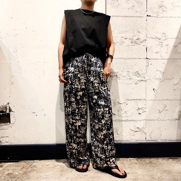 日本製造 印花 幾何圖案 半寬褲 內襯 海軍藍