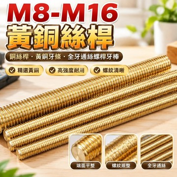台灣發貨✅（M8-M16）銅絲桿黃銅牙條全牙通絲螺桿牙棒M8M10M12M14M16