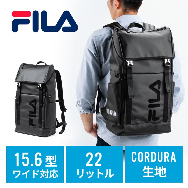 FILA リュック 大容量22L 黒 メンズ レディース スクエアリュック