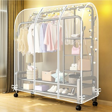 落地衣架防塵罩 布套 衣櫃罩 遮灰塵罩雙桿簡易衣架蓋透明加厚衣服防塵罩防塵袋 衣帽架防塵罩 不含衣架