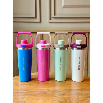 COSTA杯子拎拎杯不銹鋼保溫杯提手巨無霸吸管杯高顏值運動喝水杯