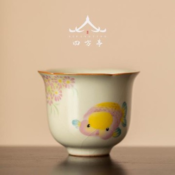 汝窯茶杯茶具喝茶杯子陶瓷主人杯家用品茗杯個人專用喝茶一人單杯