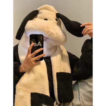 可愛小狗卡通耳朵圍巾手套帽子