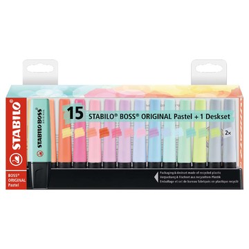 STABILO 德國 思筆樂 BOSS ORIGINAL Pastel 波士馬卡龍色經典螢光筆 15色組 /盒 ST7015-02-5