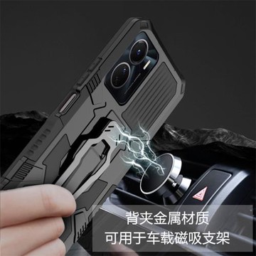 適用vivoy16手機殼氣囊防摔殼vivo Y16硅膠保護套vivi y16全包軟硬殼vovo丫16高檔男女款金屬磁吸背夾式支架