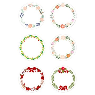 Yeondoo Aengdoo 花環便條圓形貼紙 5cm 6款 x 30張  1套  多種顏色