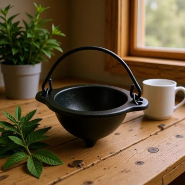 （現）三腳鍋鑄鐵手工復古擺件燃燒鍋裝飾儀式道具中式幾何造型