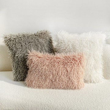 『百貨屋二號』北歐風沙發抱枕套ins奶油風粉色白色灰色仿灘羊毛毛絨靠包靠枕套