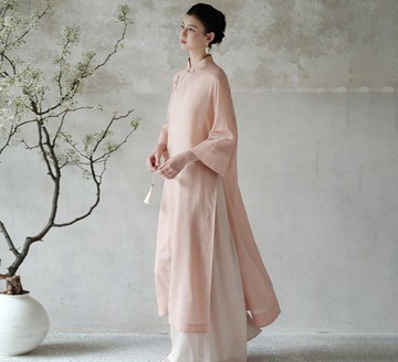 【白桃烏龍】新中式復古中國風 苧麻寬鬆/斜襟立領上衣/褲子