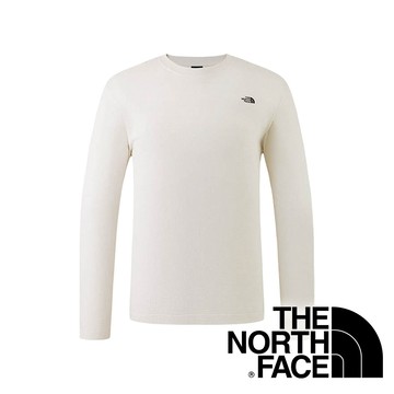【THE NORTH FACE 美國】男圓領長袖棉上衣『白沙丘/黑』NF0A8KQ3 戶外 露營 登山 露營 休閒 運動 時尚 出國 旅遊 長袖 上衣