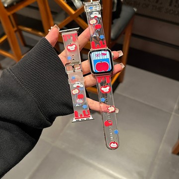 蘋果小狗 卡通透明錶帶 apple watch S10 S9 8/7/6/SE 錶帶 45 46 49 mm 蘋果錶帶