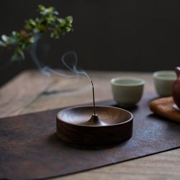 💢臺灣出貨💢黑胡桃實木家用線香底座線香爐茶道禪意香插檀香沉香香座藏香香託