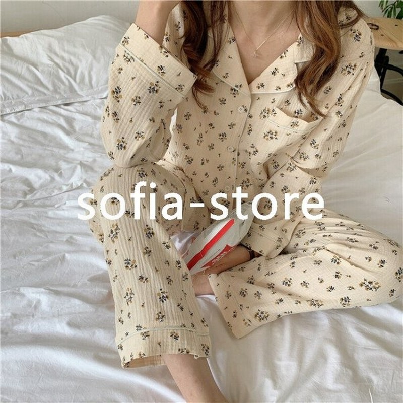 春の小花柄ルームウェア パジャマ 韓国ファッション 上下セット おしゃれ可愛い 通販 Lineポイント最大get Lineショッピング