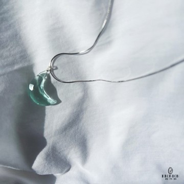 Hi Onion原創設計 小眾情侶月亮項鏈純銀綠色鎖骨鏈百搭高級簡約