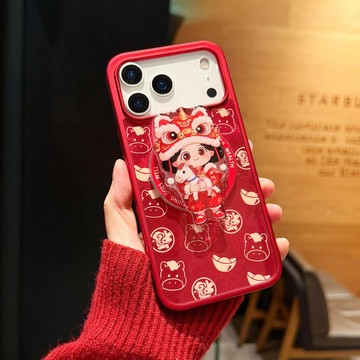 新年蘋果支架手機殼 適用於iPhone17promax發財新款16Pro時尚15防摔全包14 13情侶款保護套