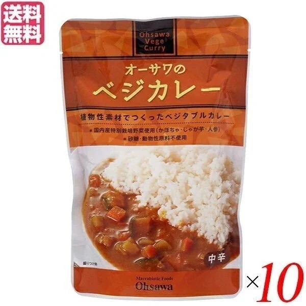 カレー レトルト ベジタリアン オーサワのベジカレー（中辛）210g 10袋セット