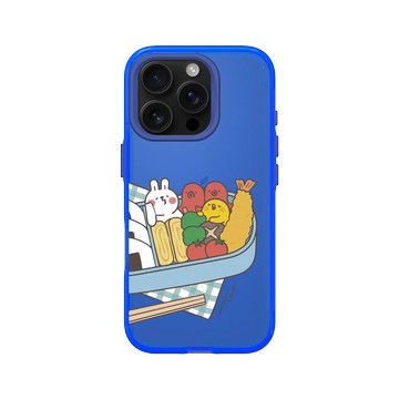 iPhone 16 Pro Clear 激光藍 - 懶散兔與啾先生 Lazy Rabbit and Mr.Chu - 便當