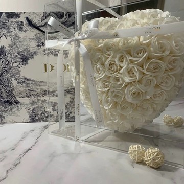D家禮物 diy手作 鏡面愛心永生花 小香風香皂花 DIY手工材料包 告白禮物 玫瑰愛心 D家禮盒