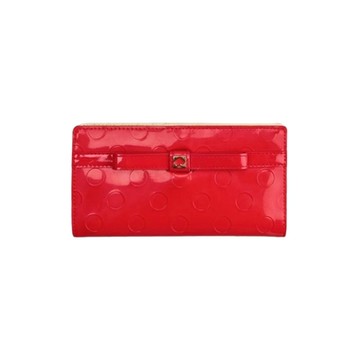 kate spade 法拉利紅色漆皮圓形壓紋雙折支票卡片夾 (展示品)