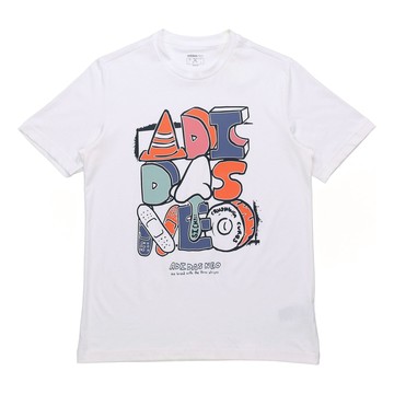 adidas neo M Ssfv5 Tee1 Funny Printing Logo Sports Cotton Round Neck Short Sleeve White