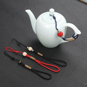 茶壺蓋掛繩手工編織創意中式文玩把件防摔碎茶道配件袖珍古風斜挎SJRF7GT01