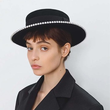 Ruslan Baginskiy 水晶裝飾毛料平頂帽 - M