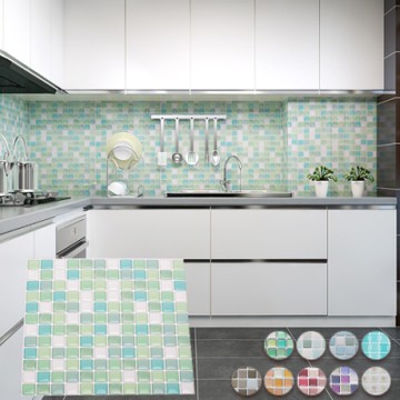 EZlife 3D立體馬賽克水晶壁貼18片組 (贈DIY積木小屋LED燈)