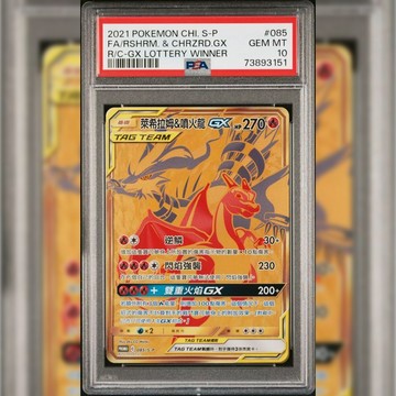 PSA10 繁中鑑定卡 萊希拉姆&噴火龍 Gx 寶可夢 PTCG