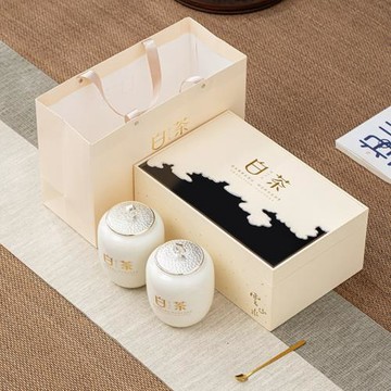 安吉白茶禮盒包裝特級茶葉包裝盒空禮盒福鼎老白茶專版陶瓷茶葉罐