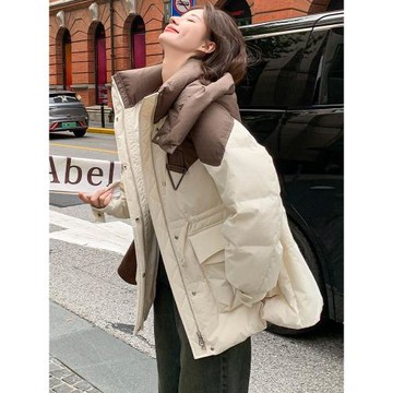羽絨服女2025冬裝新款韓版顯瘦收腰加厚保暖白鴨絨羽絨外套面包服