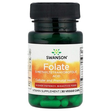 Swanson Vitamins, 葉酸，30 粒素食膠囊（每粒 1,360 微克 DFE）