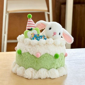 ✨元氣上新✨可愛卡通創意生日蛋糕仿真毛絨動物玩偶公仔布娃娃生日禮物QZVX