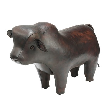 北歐櫥窗 Omersa Angus Bull 安格斯黑牛 手工皮革凳（中）