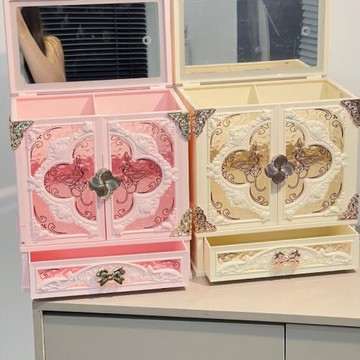 MEIYU每遇輕奢高級感梳妝臺帶鏡子小型化妝桌化妝品收納節日禮物