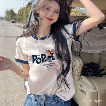 純棉複古T恤 女生衣服 女上衣 t恤 正肩T恤 女T恤 夏季女裝 女裝 短袖 韓版短袖 上衣 短t 圓領短袖