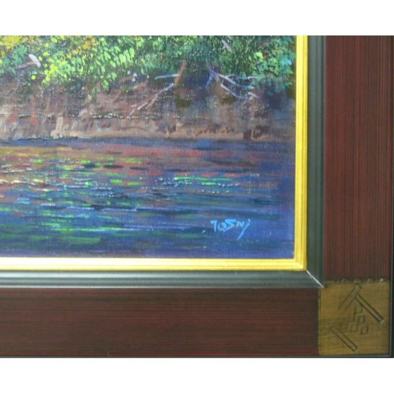 竹内敏彦 絵画 油絵 肉筆油絵 風景画 湖畔 古城 F10