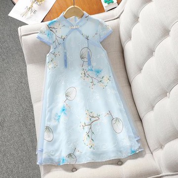 女童漢服夏款連衣裙新款兒童國風改良旗袍夏季洋氣裙子女孩公主裙