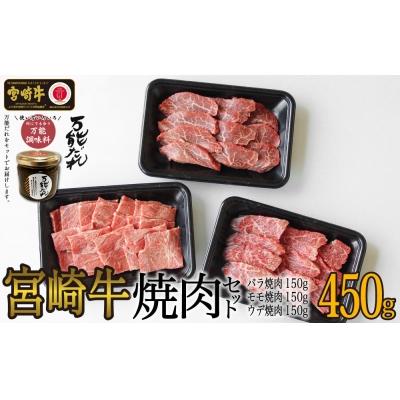 ふるさと納税 高千穂町 宮崎牛 焼肉セット (ウデ、バラ、モモ) 450g 万能だれ付き