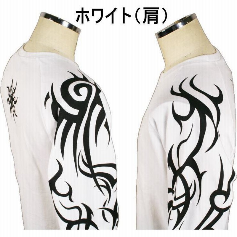ネコポス便対応品】和柄七分袖Tシャツ「トライバル‐X3