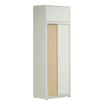 文創集 歐瑞雙色2.7尺開＆推門加高衣櫃組合-80x60x240cm免組