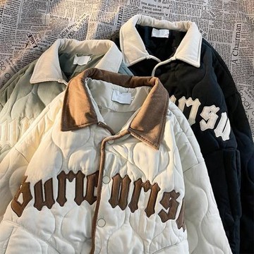 冬季拼接菱形格棉衣外套男女寬松情侶棒球服潮流ins百搭休閑夾克