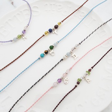 【客製手編蠟繩】12星座幸運石 | 正能量蠟繩極細手鍊 | 大員囡仔