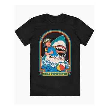 Stay Positive保持樂觀 男孩經典插畫美式復古高街vintage短袖T恤