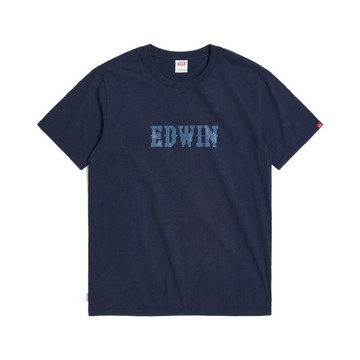 EDWIN 男裝 閃爍鋁鑽印花短袖T恤 (丈青) #上衣